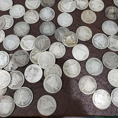 Estate Collection of 100 Silver Seated Dimes Good Condition