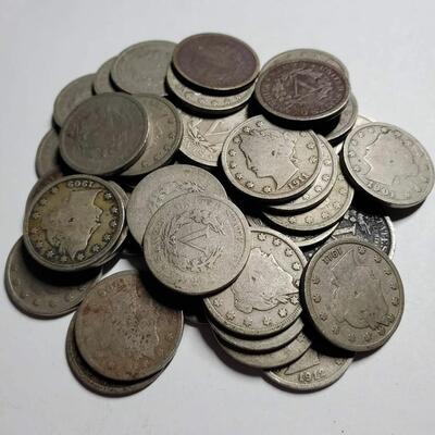 Estate Collection of 50 Old Liberty V Nickel Coins Good Condition