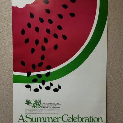Lot 17: Vintage 1984 A SUMMER CELEBRATION Watermelon Graphic Design Poster by JEAN COMSTOCK