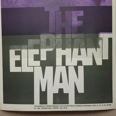 Lot 18: Vintage Signed/Dated 1983 Promotional Poster by John Sorbie for THE ELEPHANT MAN @ CSU
