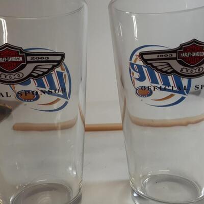 2 Miller Lite Harley Davidson 100th anniv. Glasses
