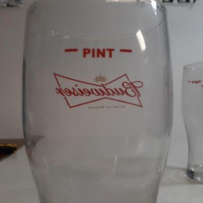 3 Budweiser pint Beer Glasses
