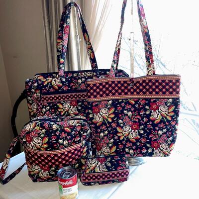 Lot 67 Vera Bradley 4 pcs Bag Purse Tote Black Floral Print Cosmetics