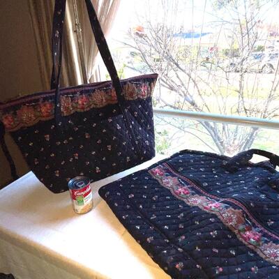 Lot 68 Vera Bradley 2pc Set Tote & Commuter Tote Navy Blue Floral