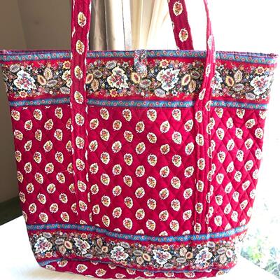 Lot 69 Vera Bradley 3pc Set Red Floral Large Tote Purse Eyeglass Case
