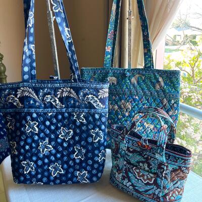 Lot 70 Vera Bradley 3 pcs Blue Different Patterns Totes Jungle Animals