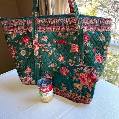 Lot 71 Vera Bradley 2 pcs Large Family Tote Cosmetic Bag Green Floral