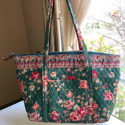 Lot 71 Vera Bradley 2 pcs Large Family Tote Cosmetic Bag Green Floral