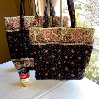 Lot 72 Vera Bradley 2pcs Black Floral Large Tote + Medium Tote