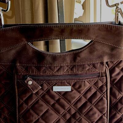 Lot 74 Vera Bradley Brown Shoulder Bag Quilted Zip Top