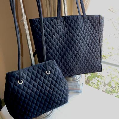 Lot Vera Bradley 4pcs Black Quilted Large Tote Shoulder Bag Pouch