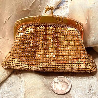 Lot Vintage Gold Mesh Whiting & Davis Bag / Coin Purse