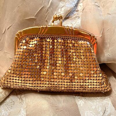 Lot Vintage Gold Mesh Whiting & Davis Bag / Coin Purse