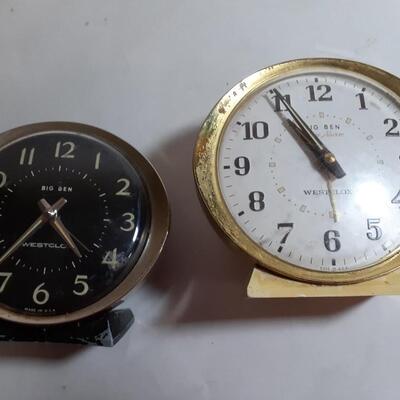 Set of 2 vintage westclox wind up alarm clocks