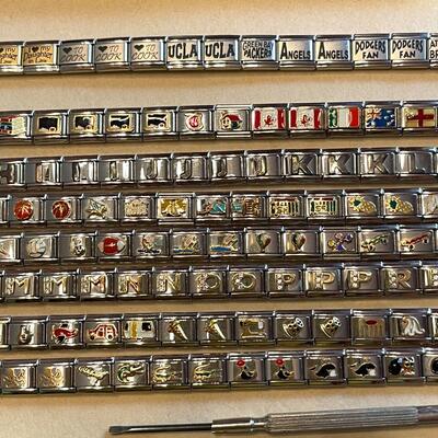 Lot 84 Italian Flat Link Charms & Starter Bracelets Stainless Steel