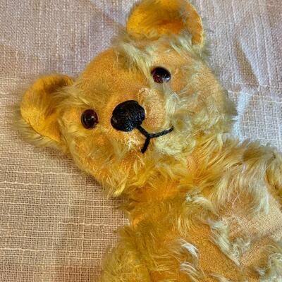 Lot 89 Antique Jointed Mohair Plush Teddy Bear Glass Eyes 14" Tall