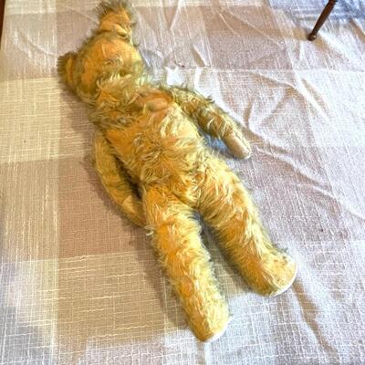 Lot 89 Antique Jointed Mohair Plush Teddy Bear Glass Eyes 14" Tall