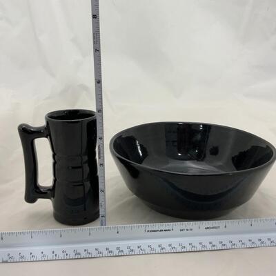 -93- Frankoma Pottery | Black | Bowl | Mugs | Dishes
