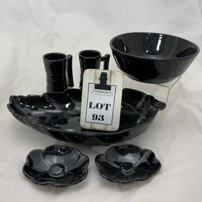 -93- Frankoma Pottery | Black | Bowl | Mugs | Dishes