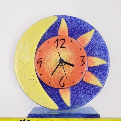SUN/MOOn HAND CRAFTED GLASS CLOCK