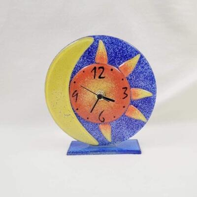 SUN/MOOn HAND CRAFTED GLASS CLOCK