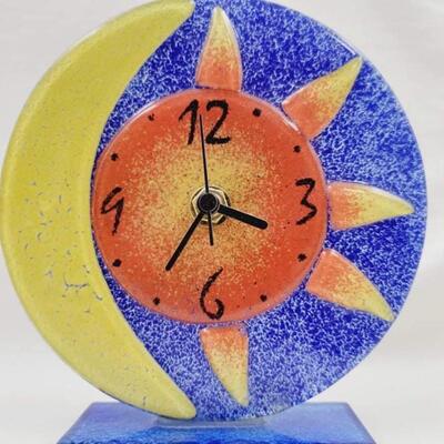 SUN/MOOn HAND CRAFTED GLASS CLOCK