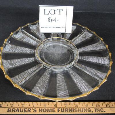 Vintage Jeanette Glass Dew Drop Large Relish Tray, Gold Trim