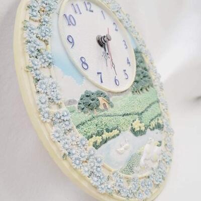 PRETTY COTTAGE & FORGET-ME-NOT FIELD CLOCK