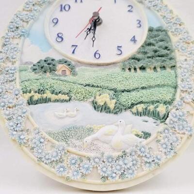 PRETTY COTTAGE & FORGET-ME-NOT FIELD CLOCK