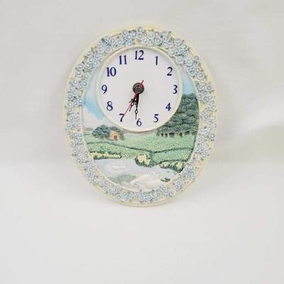 PRETTY COTTAGE & FORGET-ME-NOT FIELD CLOCK