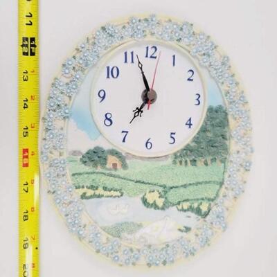 PRETTY COTTAGE & FORGET-ME-NOT FIELD CLOCK