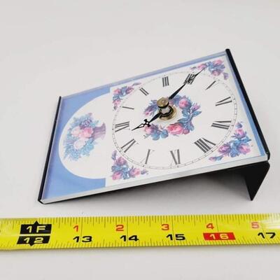 LOVELY LITTLE BLUE ROSE BASKET CLOCK