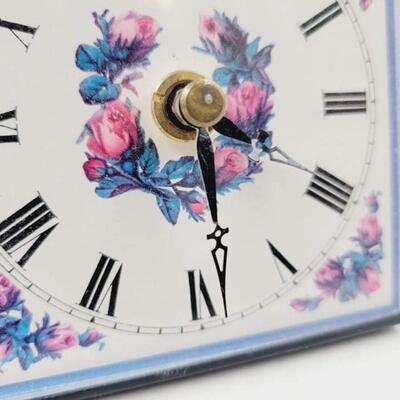 LOVELY LITTLE BLUE ROSE BASKET CLOCK