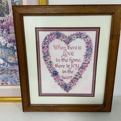 -109- Decorative Wagon and Two Framed Pieces