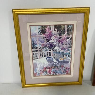 -109- Decorative Wagon and Two Framed Pieces