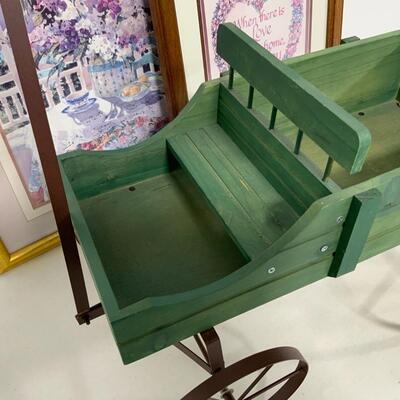 -109- Decorative Wagon and Two Framed Pieces