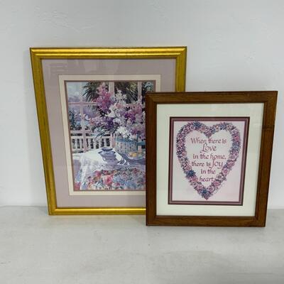 -109- Decorative Wagon and Two Framed Pieces