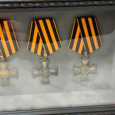 -114- Elegantly Framed St George Cross Medals | Courage