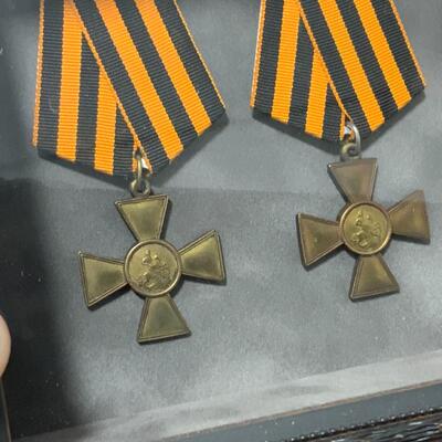 -114- Elegantly Framed St George Cross Medals | Courage
