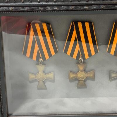 -114- Elegantly Framed St George Cross Medals | Courage