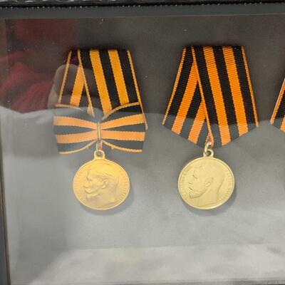 -115- Elegantly Framed Czar Nicholas II Medals | Bravery | Zeal
