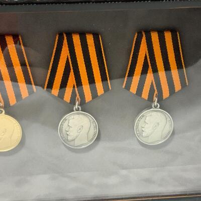 -115- Elegantly Framed Czar Nicholas II Medals | Bravery | Zeal