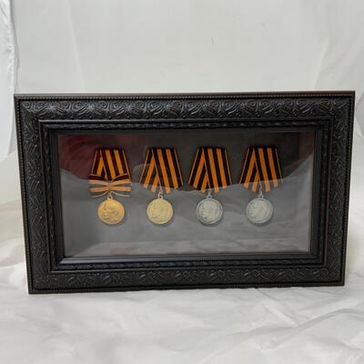 -115- Elegantly Framed Czar Nicholas II Medals | Bravery | Zeal