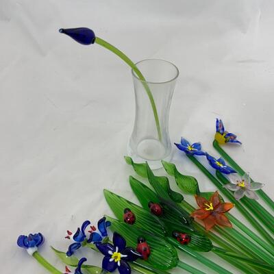 -121- Group of Delicate Glass Flowers