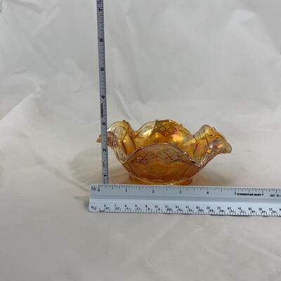 -123- Carnival Glass Pig | Carnival Glass Bon Bon Dish