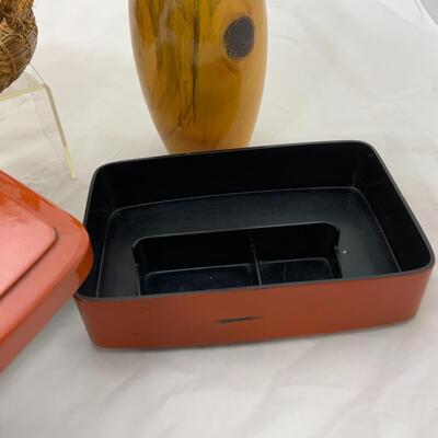 -139- Wood Vase | Hand Made Basket | Vintage Storage