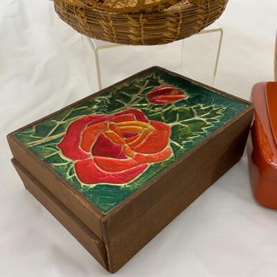 -139- Wood Vase | Hand Made Basket | Vintage Storage