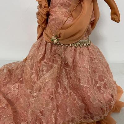 -179- Franklin Mint Heirloom Doll | Beautiful Orange Dress