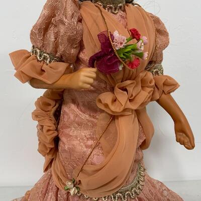 -179- Franklin Mint Heirloom Doll | Beautiful Orange Dress