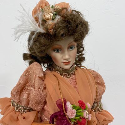 -179- Franklin Mint Heirloom Doll | Beautiful Orange Dress